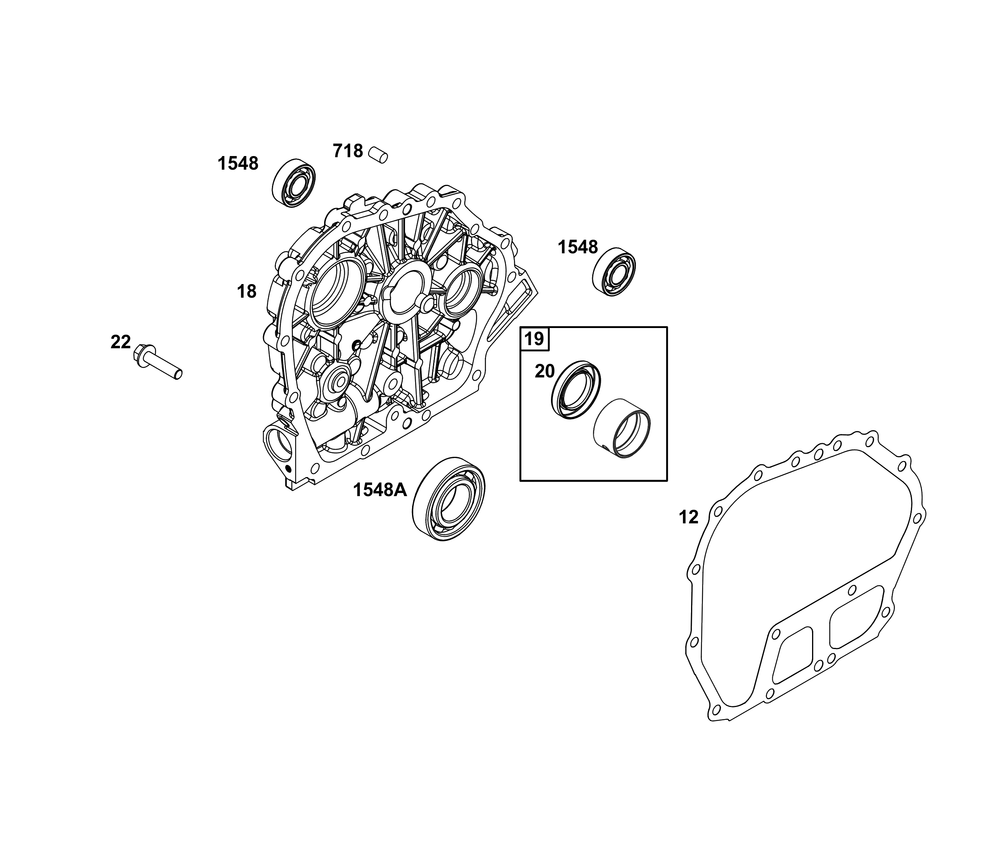 Crankcase Cover/Sump Group Diagram and Parts List for 181D02-0005-01 100000 - 19Z999 Briggs and Stratton Engine